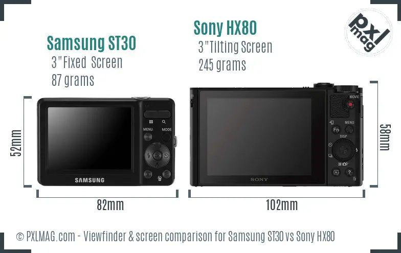 Samsung ST30 vs Sony HX80 Screen and Viewfinder comparison Samsung ST30 vs Sony HX80 Screen and Viewfinder comparison