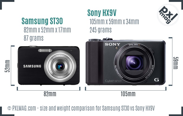 Samsung ST30 vs Sony HX9V size comparison Samsung ST30 vs Sony HX9V size comparison