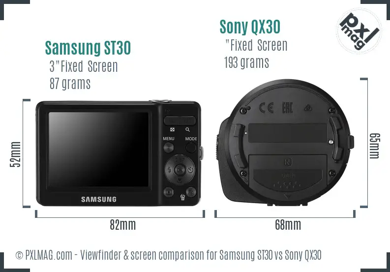 Samsung ST30 vs Sony QX30 Screen and Viewfinder comparison Samsung ST30 vs Sony QX30 Screen and Viewfinder comparison