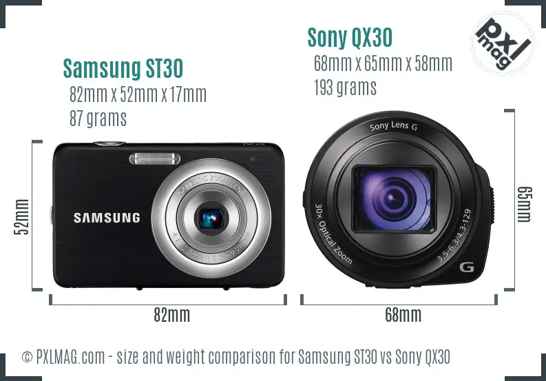 Samsung ST30 vs Sony QX30 size comparison Samsung ST30 vs Sony QX30 size comparison