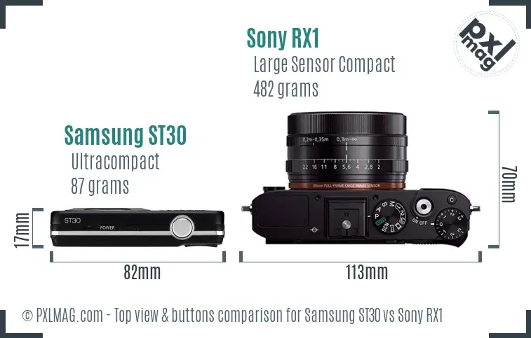 Samsung ST30 vs Sony RX1 top view buttons comparison
