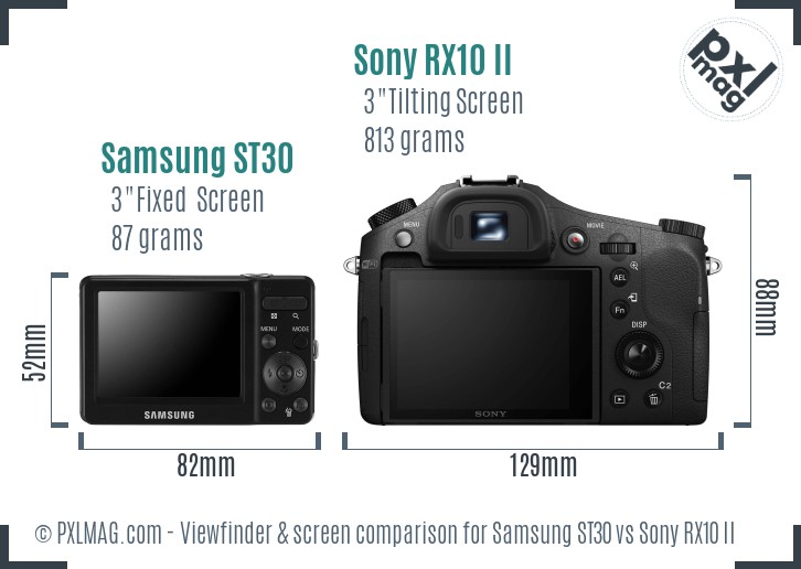 Samsung ST30 vs Sony RX10 II Screen and Viewfinder comparison