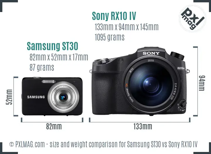 Samsung ST30 vs Sony RX10 IV size comparison