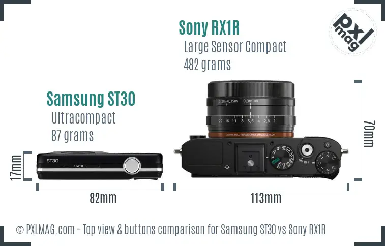 Samsung ST30 vs Sony RX1R top view buttons comparison