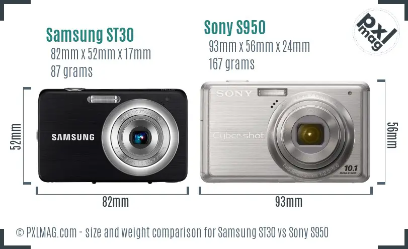 Samsung ST30 vs Sony S950 size comparison