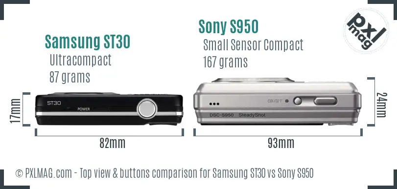 Samsung ST30 vs Sony S950 top view buttons comparison