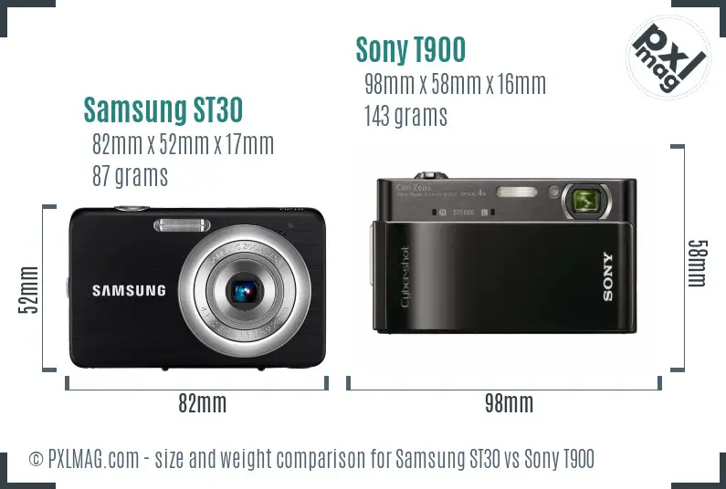 Samsung ST30 vs Sony T900 size comparison
