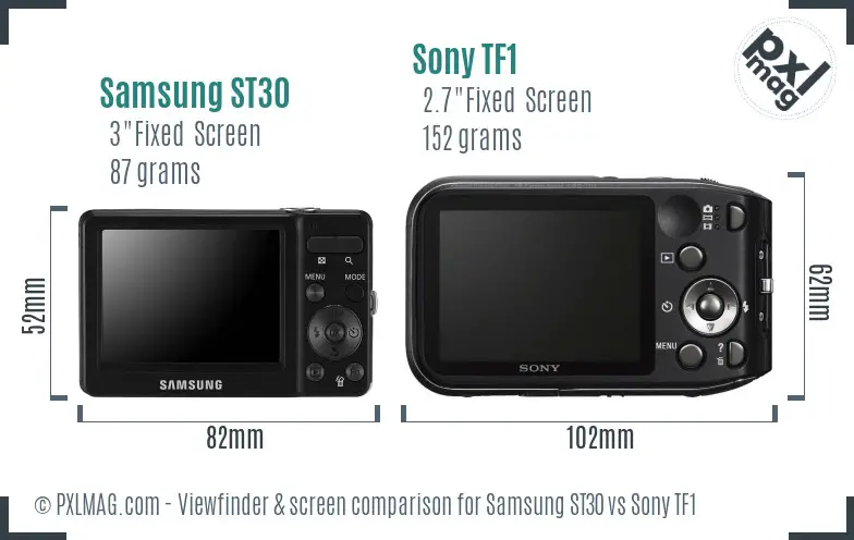 Samsung ST30 vs Sony TF1 Screen and Viewfinder comparison