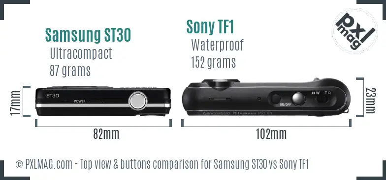 Samsung ST30 vs Sony TF1 top view buttons comparison