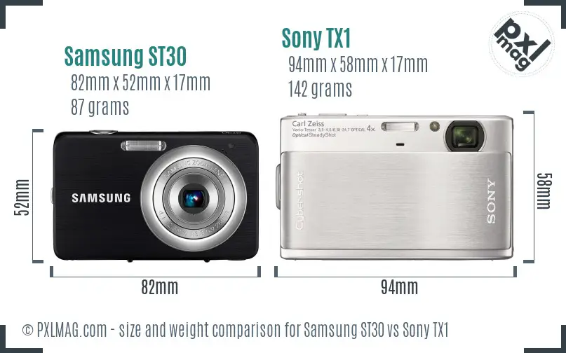 Samsung ST30 vs Sony TX1 size comparison