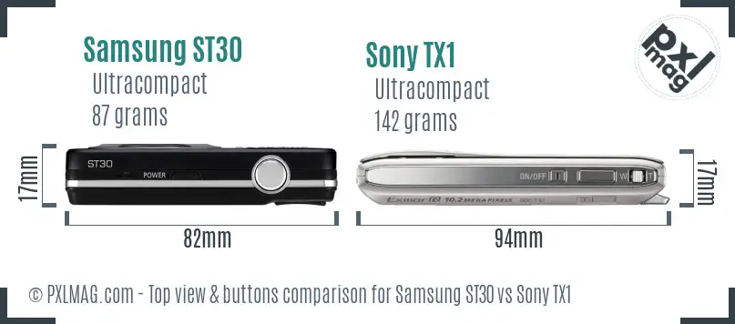 Samsung ST30 vs Sony TX1 top view buttons comparison
