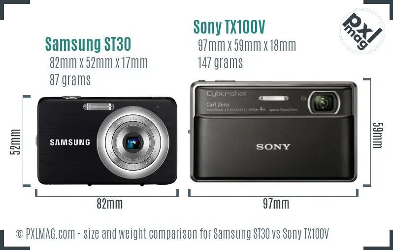 Samsung ST30 vs Sony TX100V size comparison