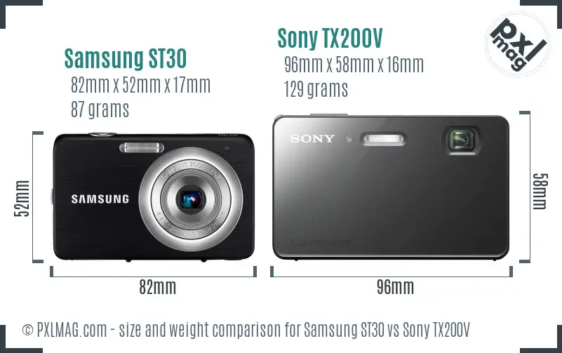 Samsung ST30 vs Sony TX200V size comparison
