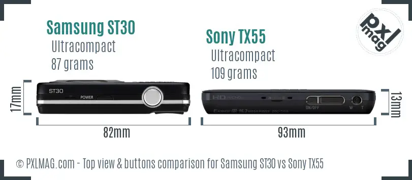 Samsung ST30 vs Sony TX55 top view buttons comparison