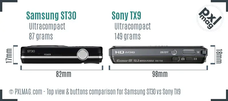 Samsung ST30 vs Sony TX9 top view buttons comparison