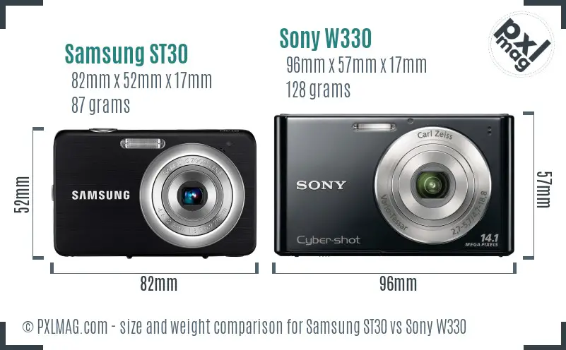 Samsung ST30 vs Sony W330 size comparison