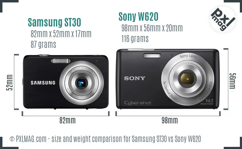 Samsung ST30 vs Sony W620 size comparison Samsung ST30 vs Sony W620 size comparison