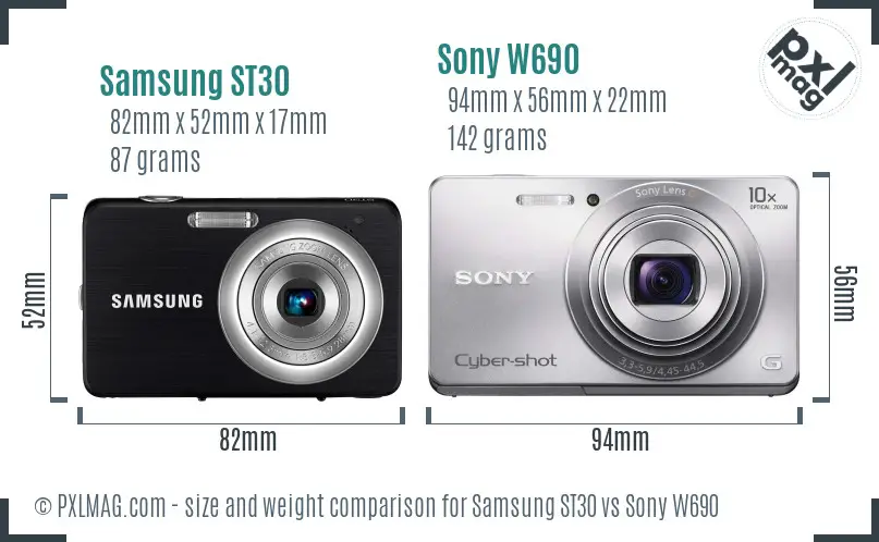Samsung ST30 vs Sony W690 size comparison Samsung ST30 vs Sony W690 size comparison