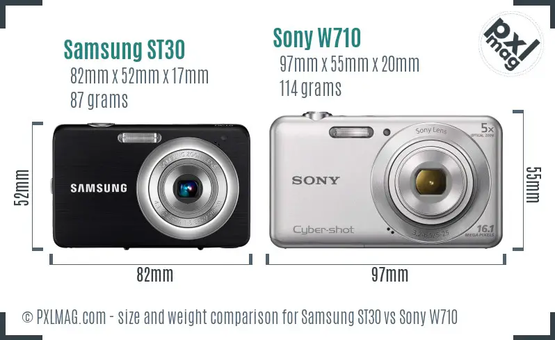 Samsung ST30 vs Sony W710 size comparison Samsung ST30 vs Sony W710 size comparison