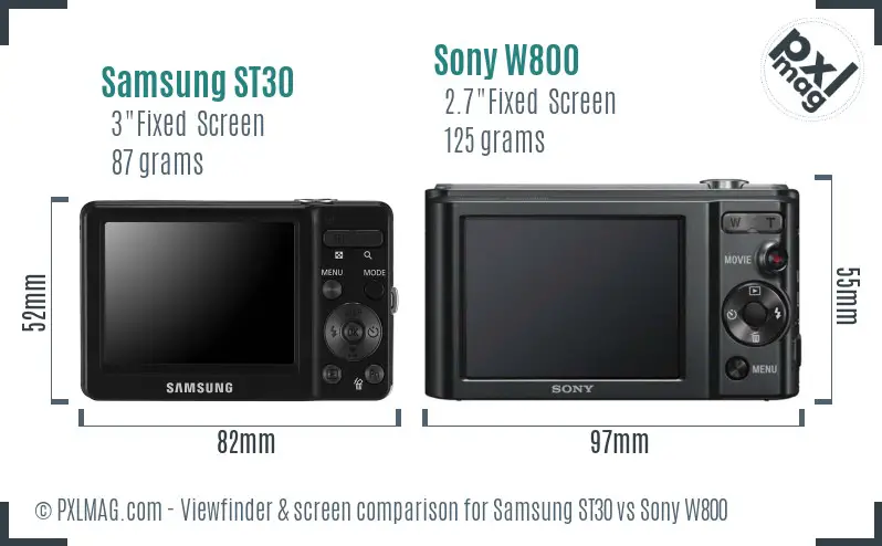 Samsung ST30 vs Sony W800 Screen and Viewfinder comparison Samsung ST30 vs Sony W800 Screen and Viewfinder comparison