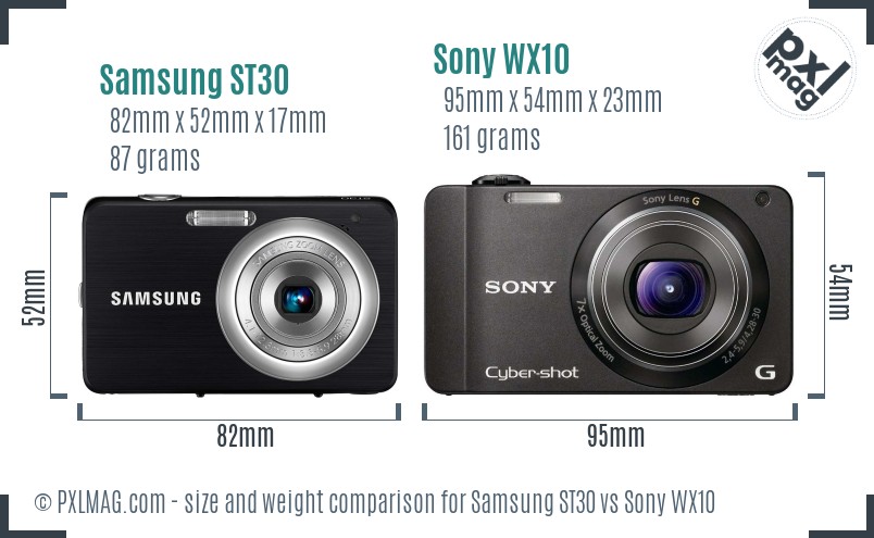 Samsung ST30 vs Sony WX10 size comparison Samsung ST30 vs Sony WX10 size comparison
