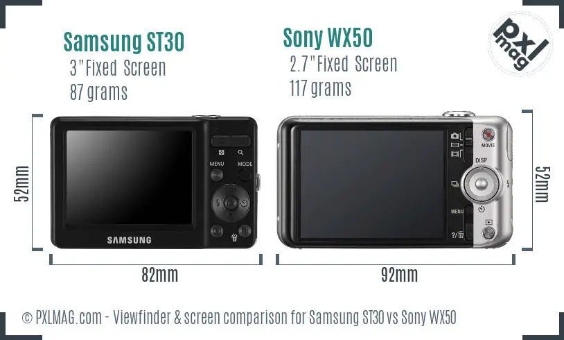 Samsung ST30 vs Sony WX50 Screen and Viewfinder comparison Samsung ST30 vs Sony WX50 Screen and Viewfinder comparison