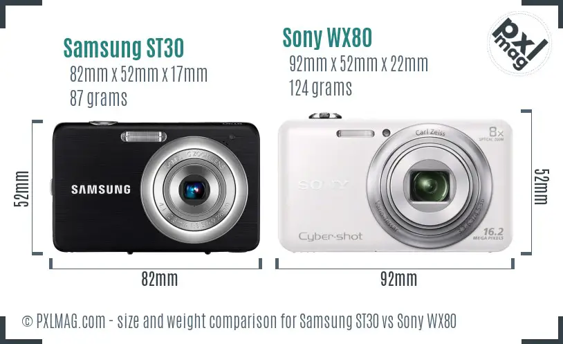 Samsung ST30 vs Sony WX80 size comparison