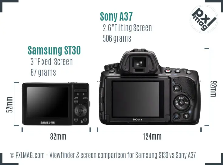Samsung ST30 vs Sony A37 Screen and Viewfinder comparison