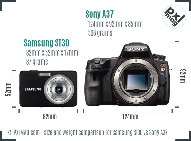 Samsung ST30 vs Sony A37 size comparison