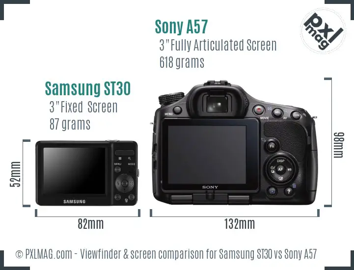Samsung ST30 vs Sony A57 Screen and Viewfinder comparison Samsung ST30 vs Sony A57 Screen and Viewfinder comparison