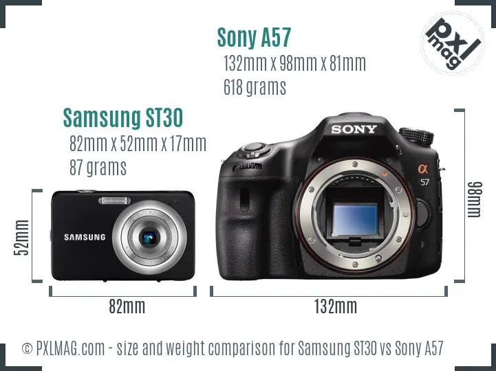Samsung ST30 vs Sony A57 size comparison Samsung ST30 vs Sony A57 size comparison