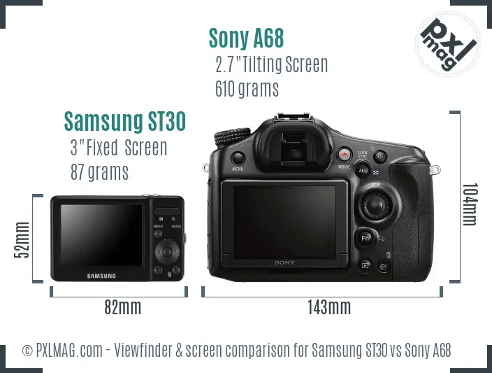 Samsung ST30 vs Sony A68 Screen and Viewfinder comparison Samsung ST30 vs Sony A68 Screen and Viewfinder comparison