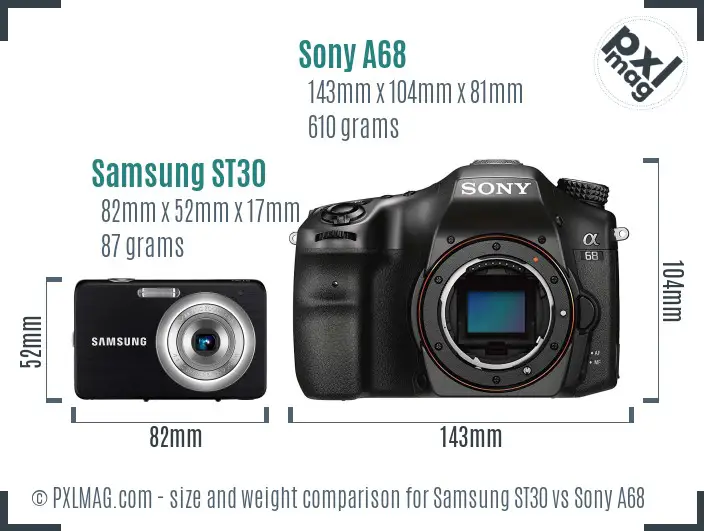 Samsung ST30 vs Sony A68 size comparison Samsung ST30 vs Sony A68 size comparison