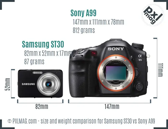 Samsung ST30 vs Sony A99 size comparison Samsung ST30 vs Sony A99 size comparison