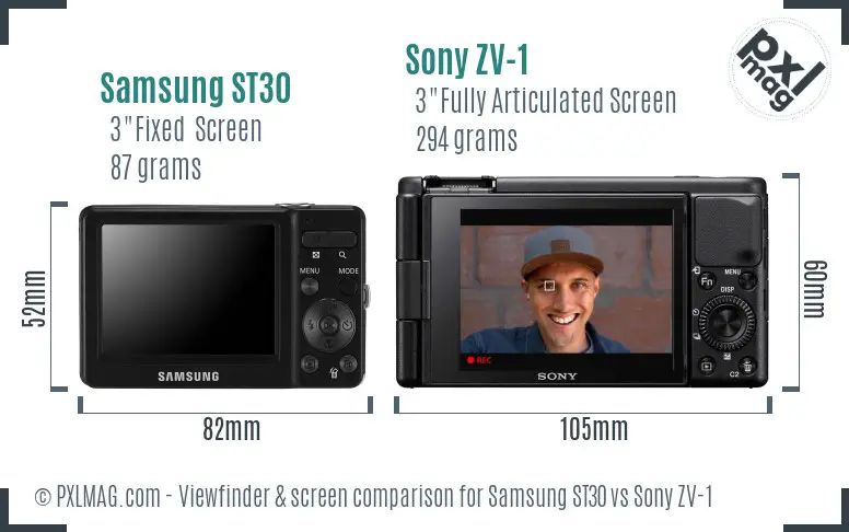 Samsung ST30 vs Sony ZV-1 Screen and Viewfinder comparison Samsung ST30 vs Sony ZV-1 Screen and Viewfinder comparison