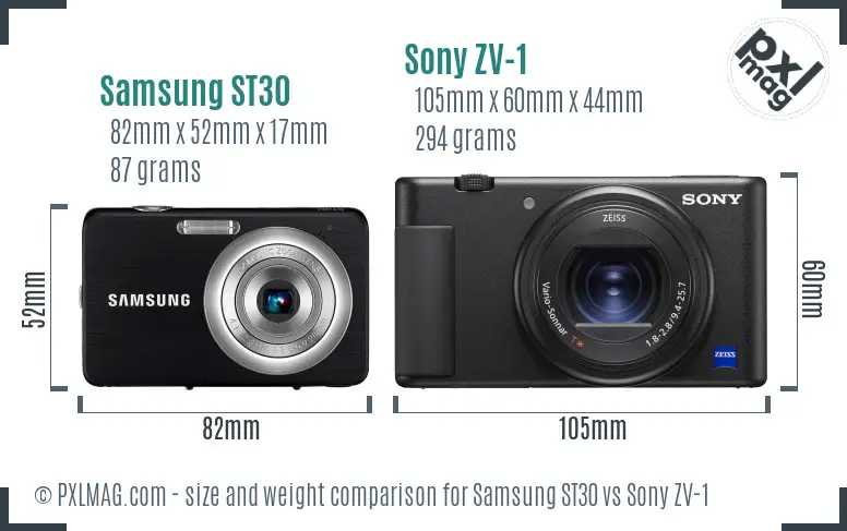 Samsung ST30 vs Sony ZV-1 size comparison Samsung ST30 vs Sony ZV-1 size comparison