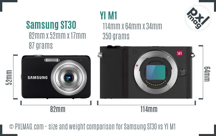 Samsung ST30 vs YI M1 size comparison