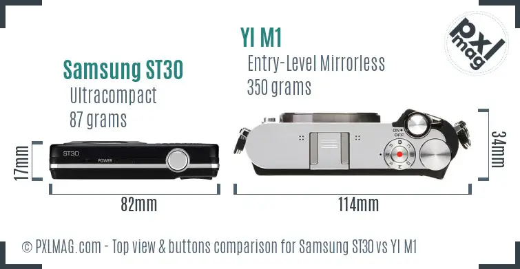 Samsung ST30 vs YI M1 top view buttons comparison