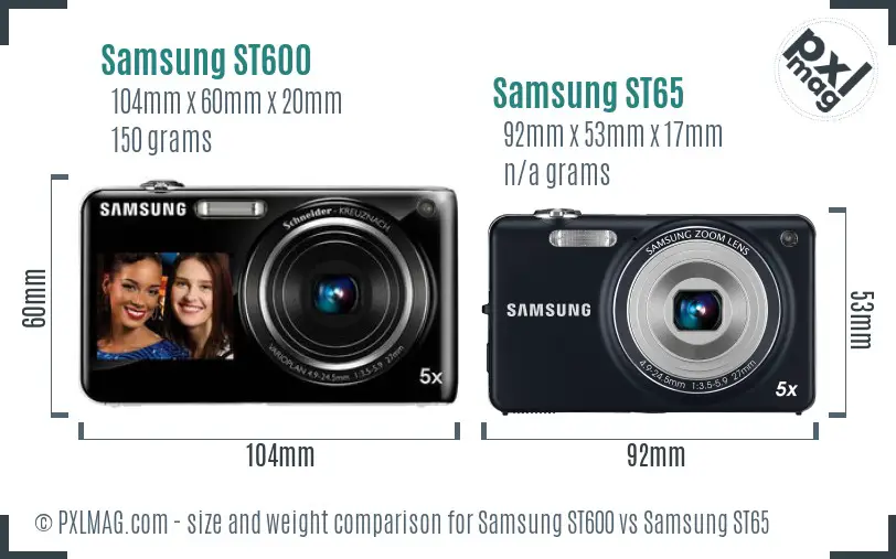 Samsung ST600 vs Samsung ST65 size comparison