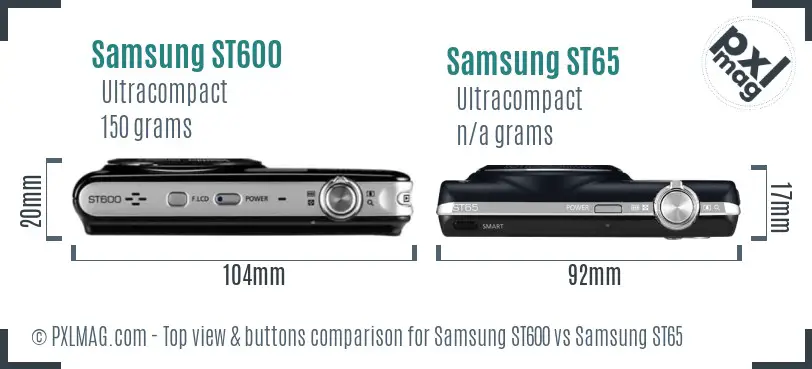 Samsung ST600 vs Samsung ST65 top view buttons comparison