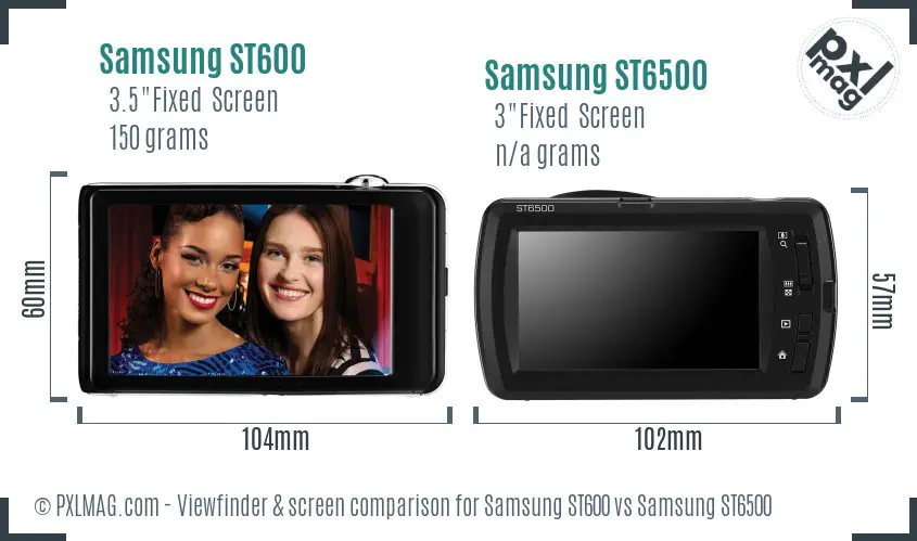Samsung ST600 vs Samsung ST6500 Screen and Viewfinder comparison