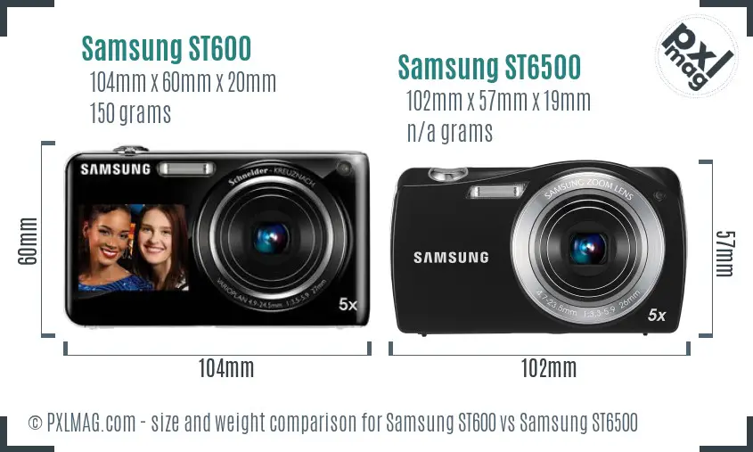 Samsung ST600 vs Samsung ST6500 size comparison