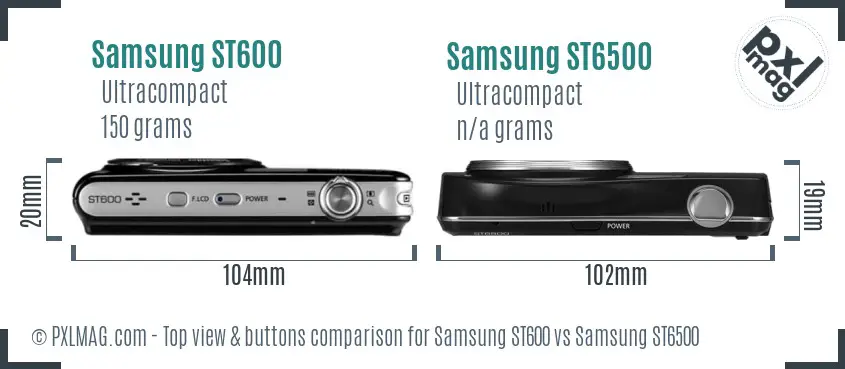 Samsung ST600 vs Samsung ST6500 top view buttons comparison