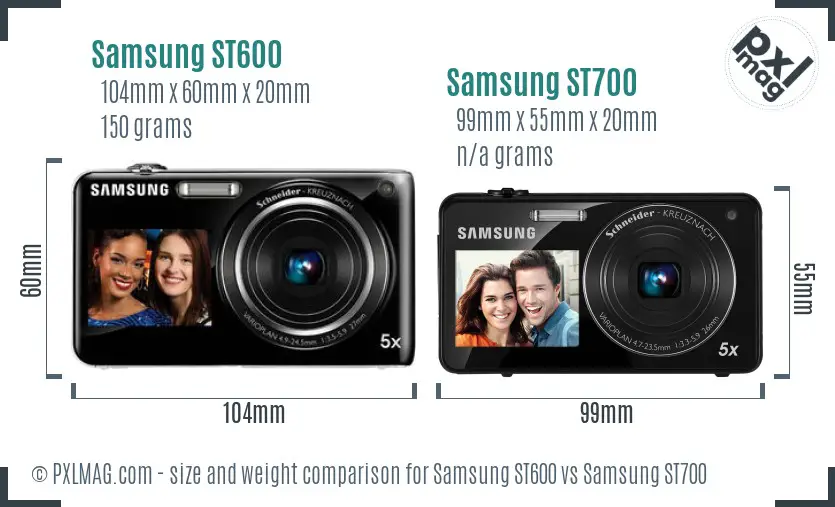 Samsung ST600 vs Samsung ST700 size comparison