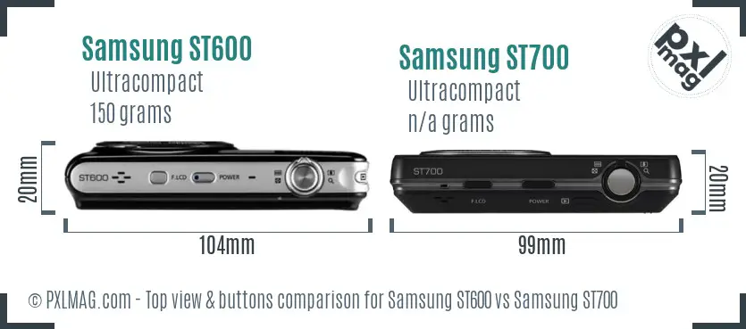 Samsung ST600 vs Samsung ST700 top view buttons comparison