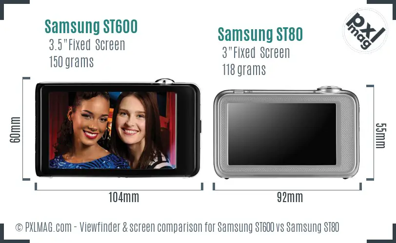 Samsung ST600 vs Samsung ST80 Screen and Viewfinder comparison