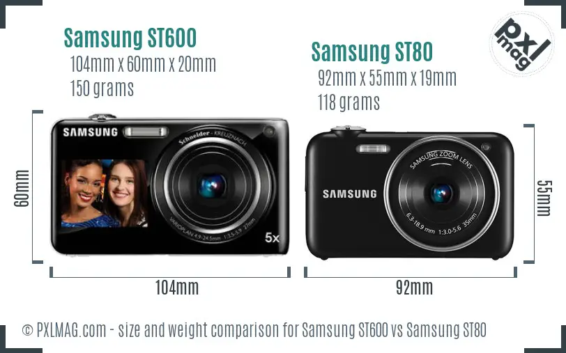 Samsung ST600 vs Samsung ST80 size comparison