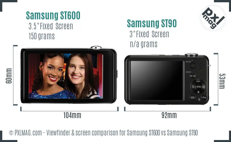 Samsung ST600 vs Samsung ST90 Screen and Viewfinder comparison