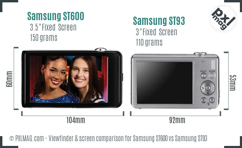 Samsung ST600 vs Samsung ST93 Screen and Viewfinder comparison