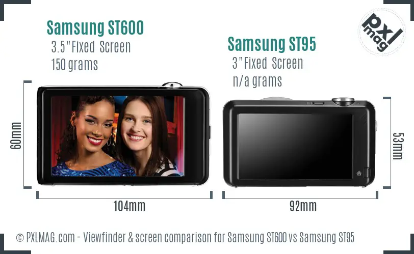 Samsung ST600 vs Samsung ST95 Screen and Viewfinder comparison